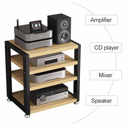 Multi-Functional Stereo Cabinet with Wooden Shelves & Steel Frame - Desktop Amplifier & AV Media Player Stand(Black,45 * 35 * 48cm) - color: Black, size: 17.7"D x 13.8"W x 18.9"H (1 Drawers)