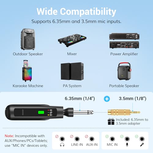 TONOR 2.4G Dual Wireless Microphones, Rechargeable Handheld Mic TW-220