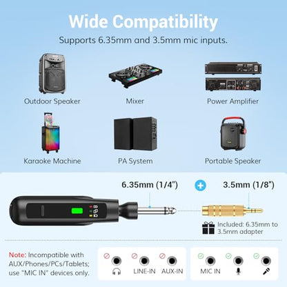 TONOR 2.4G Dual Wireless Microphones, Rechargeable Handheld Mic TW-220