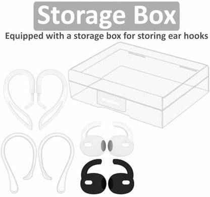 4 Pairs Anti Slip Kit Compatible with AirPods Pro 2, Silicone Sport Ear Hooks and 360° Rotation Adjustable Length Outdoor Earhooks Grip Ear Tips Wing Buds Holder for AirPod Pro 2nd - 4X1