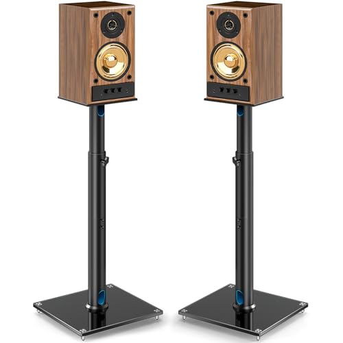 5Rcom Universal Speaker Stands for Surround Sound with 360° Swivel，Height Adjustable Bookshelf Speakers Stand from 32" to 43" with Cable Management, Speaker Stands Pair with Nonslip Pad Easy Install