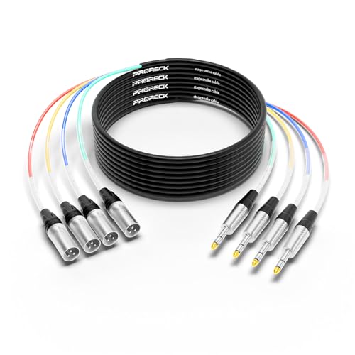 PRORECK 6.1m(20피트) 스네이크 케이블, 4채널 차폐 오디오 케이블 0.6cm(1/4인치) TRS to XLR 수, 전문 무대, 스튜디오 및 라이브를 위한 컬러 마크 커넥터 포함(PR-TRS/XLR-4 x 20M) - style: 4채널 6.1m(20피트)