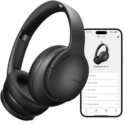 DOQAUS Bluetooth Headphones Over Ear Wireless, 90H Playtime, APP Control | 9 EQ Mode, Headphones Wireless with HiFi Deep Bass, Bluetooth 5.4, Memory Foam Earpads, ENC Mic, for Travel, Phone, PC, Black - color: Black&App Version