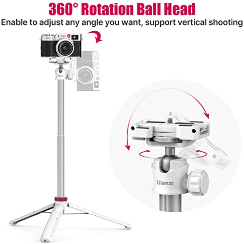ULANZI MT-44 Extendable Phone Tripod, 59" Portable Selfie Stick Vlog White | 2-in-1 Phone Clip, Cold Shoe, Tripod Stand w 1/4" Screw, 360° Ball Head, Camera Tripod for DJI Pocket 4 Luna Sony Video Live - color: WHITE