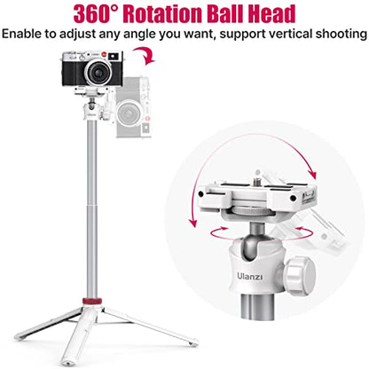 ULANZI MT-44 Extendable Phone Tripod, 59" Portable Selfie Stick Vlog White | 2-in-1 Phone Clip, Cold Shoe, Tripod Stand w 1/4" Screw, 360° Ball Head, Camera Tripod for DJI Pocket 4 Luna Sony Video Live - color: WHITE