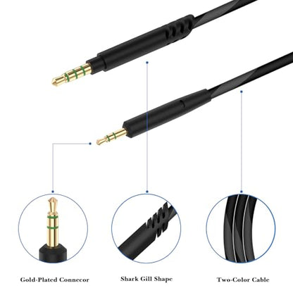 Linkidea Audio Cable with Mic for JBL Tune 770NC/670NC Headphones, 3.5mm TRRS to 2.5mm TRS Replacement Aux Cord with Inline Microphone and Volume Control (5 ft / 1.5m)