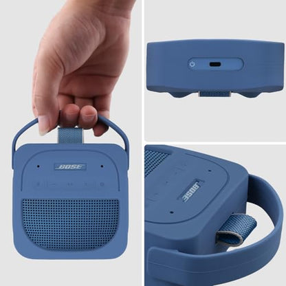 for Bose New SoundLink Micro 2nd Gen Portable Speaker Silicone Case, Blue | 1:1 Molded Fit, Shock Absorption, Metal Carabiner, Flexible Carry Handle, Anti-Slip Texture, Elastic Recovery - color: Blue Case