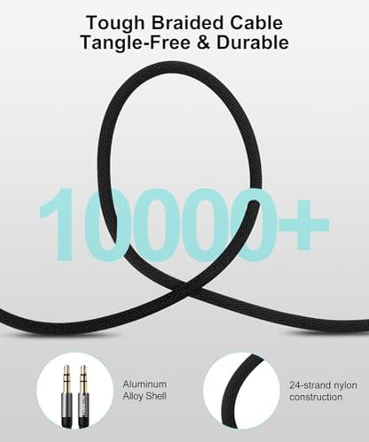 3.5mm Male to Male Audio Cable, 1M Nylon Braided Aux Cord with Gold-Plated Connectors & Aluminum Shell, Hi-Res Stereo Sound, Tangle-Free, for Car, Phone, Speaker, Headphones, Laptop - style: 3.5m-3.5m-AAC-1M