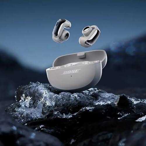 Bose Ultra Open Bluetooth Earbuds, True Wireless Earbuds with OpenAudio for Awareness, Clip On Design for Comfort, Immersive Audio, Up to 48 Hrs of Playtime + 20W Wall Charger (Moonlight Gray) - color: Moonlight Gray