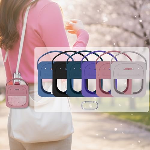 for Bose New SoundLink Micro 2nd Gen Portable Speaker Silicone Case, Pink | 1:1 Molded Fit, Shock Absorption, Metal Carabiner, Flexible Carry Handle, Anti-Slip Texture, Elastic Recovery - color: Pink Case