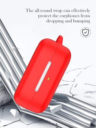 Case for Sony WF C510 Truly Wireless in-Ear Bluetooth Earbud,Soft Protective,Shockproof, BOVUGAC Silicone Case Cover with Keychain & Cleaning Kit & Lanyard-Red - color: Red