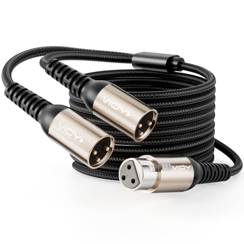 VIOY XLR Y Splitter Cable 15 FT, 3Pin Balanced 1 Female to 2 Male Mic Cord - size: 15FT