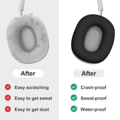 MOLOPPO 3 in 1 Case Cover Compatible with AirPods Max 2/1 2024/2020, Black | Anti-scratch Clear Soft TPU Ear Cups /Silicone Ear Pad Case /Headband Cover for AirPods Max, Transparent Accessories for Max - color: A3-Clear + Black