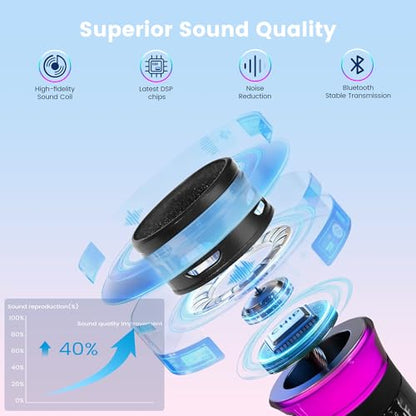 Marengo Wireless Microphones, Volume Control, LED Lights, 40H, 200FT Range