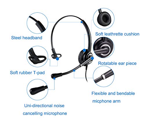 MAIRDI Cell Phone Headset with Microphone Noise Canceling, PC Laptop Headset 3.5mm Jack for Office Work, Phone Headset for iPhone Computer Samsung Androids Tablets Skype Teams Video Conference - style: Mono 612
