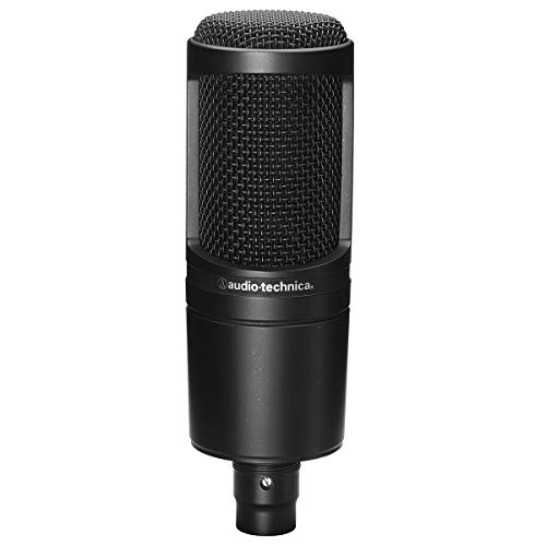 Audio-Technica AT2020 Cardioid Condenser Microphone, Bundle with H&A Reflection Filter, Microphone Stand, Pop Filter, Headphones, XLR M to F Cable 10'