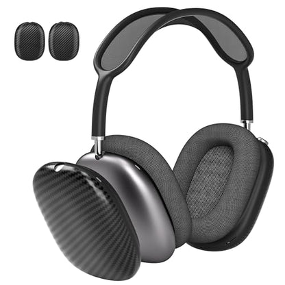 Carbon Fiber Texture Case Cover for AirPods Max Headphones, Black | Soft TPU, Protective Ear Cups Cover Accessories, for Apple AirPods Max (2024/2020)