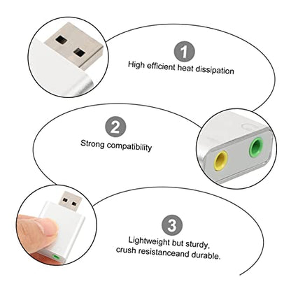 USB External Stereo Sound Adapter Plug and Play with Headphone and Microphone Jack Aluminum Alloy Compact USB Audio Card for Laptop Desktop Replacement