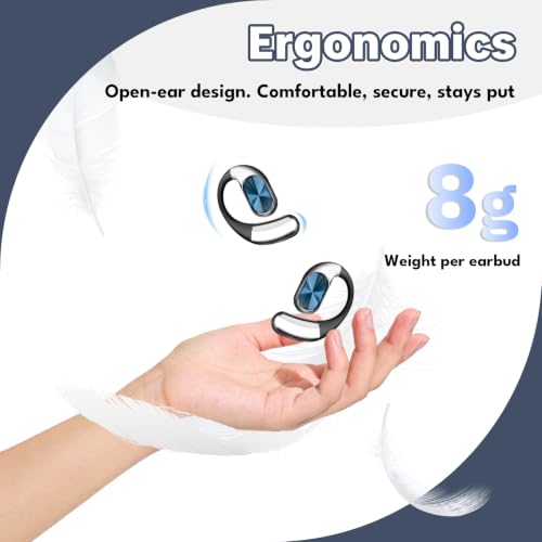 Open-Ear Headphones, Wireless Bluetooth Earbuds 360° Swivel Charging Case - color: Black