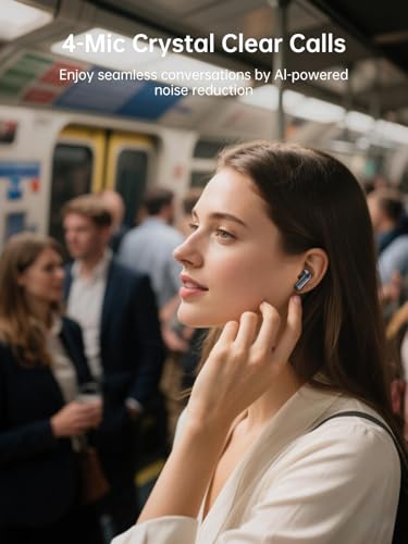 1 Hora Active Noise Cancelling Wireless Earbuds, Built-in 4 Mics, Bluetooth 5.4 in Ear Headphones, LED Display Stereo Bass Earphones with Charging case, for iPhone, Android Smartphone, Tablet, Laptop | Bluetooth 5.4, ANC noise reduction, 4-mic clear calls