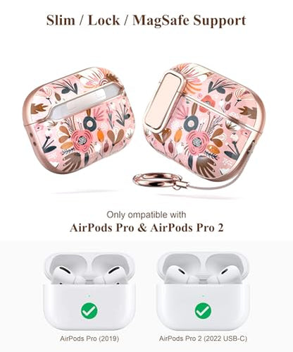 TATOFY for AirPods Pro 2nd Generation Case with Lock Carabiner Cleaner, Slim AirPod Pro 1st & 2nd Hard Case Cover, Compatible with MagSafe (Pink) - color: Pink, size: AirPods Pro 1st & 2nd Gen