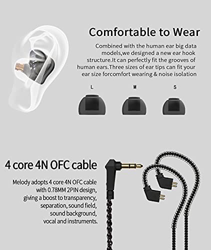 CCZ Melody in Ear Monitor, Dynamic Hybrid Dual Driver in Ear Earphones 1BA+1DD HiFi Wired Headphones Musicians IEM Upgrade Deep Bass Suitable for Bass Vocals Pop Folk ACG (No MIC, Transparent)… | 1BA+1DD HiFi Wired Headphones Musicians IEM Upgrade Deep Ba