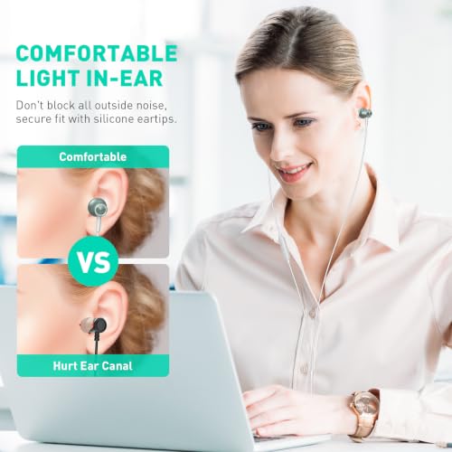 Wired Earbuds 3.5mm Headphones with Mic for Laptop PC Chromebook,Green | Noise Isolating in-Ear Earbuds,3.5mm Jack Plug in headphones Call Volume Control for Mobile Phones/Computer/MP3 Kids School - color: Green