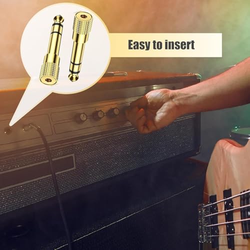 HAZEX Headphone Jack Adapter, 3.5mm to 6.35mm Audio Jack, 3.5 to 6.35 Adapter Gold Plated for Keyboard Digital Piano Amplifier Earphone 2 Pack