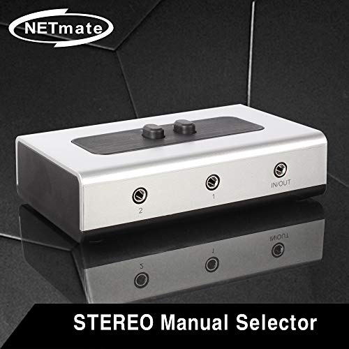 2 Port 3.5mm Stereo Manual Switch Box AUX Audio Speaker selector(Wall Mount Hole Built-in, wall or Table Available)