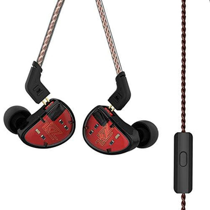 KZ AS10 Five-Driver Universal-Fit in-Ear Musicians’ Monitors Stereo High Fidelity in-Ear Musicians Monitors with Removable Braided Audio Cable (Black with Mic) - size: Black with Mic