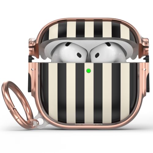 for AirPods 5/4 Case(2026/2024) with Double Safety Lock,Black White Stripes - color: Black White Stripes, size: AirPods 5/4 Case (2026/2024)