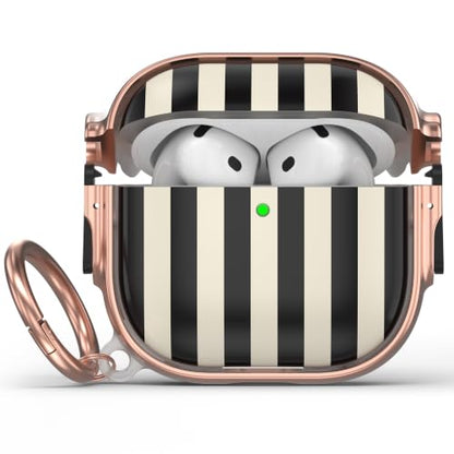 for AirPods 5/4 Case(2026/2024) with Double Safety Lock,Black White Stripes - color: Black White Stripes, size: AirPods 5/4 Case (2026/2024)