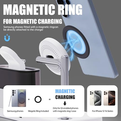 Magnetic Charger for Samsung, 5 in 1 Wireless Charging Station for Samsung Galaxy S25 Ultra/S24/S23/S22, Galaxy Watch 8/7/6/4/5, Galaxy Buds/Pro, Upgraded Version - color: White-Upgraded Version