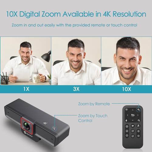 Angetube 4K AI Webcam for PC, AI-Trackig Computer Web Camera for Desktop - color: Black