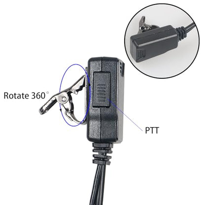 Walkie Talkie Earpiece with Mic PTT 2 Pin G Shape Headset Ear Piece, 5 Pack | Radio Earpiece Compatible with Baofeng UV-5R BF-888S Retevis H-777 RT21 RT22 Arcshell AR-5 Kenwood 2 Way Radio