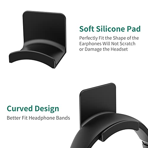 Headphone Hook for Desk, Headset & Controller Holder, Black 1Pcs | Space-saving headphone hanger and wall mount alternative, durable ABS with non-slip pad, supports up to 1 kg - color: Black