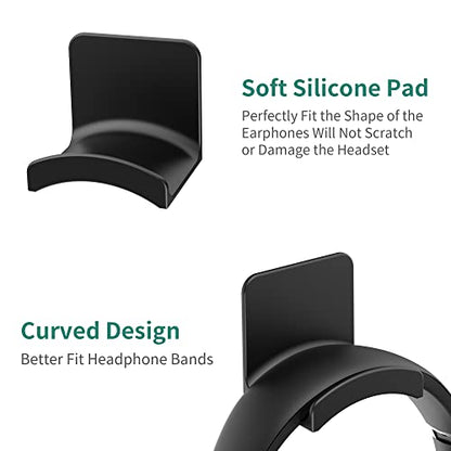 Headphone Hook for Desk, Headset & Controller Holder, Black 1Pcs | Space-saving headphone hanger and wall mount alternative, durable ABS with non-slip pad, supports up to 1 kg - color: Black