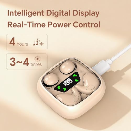 Xmenha Flat Sleep Mini Invisible Small Tiny Earbuds Wireless Bluetooth Ear Buds for Sleeping Headphones Micro Smallest Discreet Sleep Earbuds Earphones for Side Sleepers, Small Ears Canals Women, Work - color: Skin