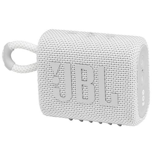 JBL Go 3 - Portable Mini Bluetooth Speaker, big audio and punchy bass, IP67 waterproof and dustproof, 5 hours of playtime, speaker for home, outdoor and travel (White) - color: White, style: GO3