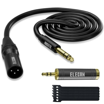6.35mm (1/4 Inch) TRS Male to XLR Male Cable 4Ft, Balanced Professional Shielded Stereo Microphone Cable Cord, Gold Plated for Mixer AMP Speaker Amplifier with 6.35 to 3.5mm Adapter+Ties - size: 4FT, style: 6.35mm to XLR Male