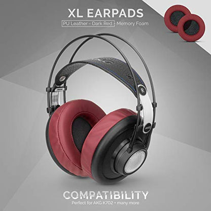 Brainwavz XL Large Replacement Memory Foam Earpads - Suitable for Many Other Large Over The Ear Headphones - Sennheiser, AKG, HifiMan, ATH, Philips, Fostex, Sony (Dark Red) - color: Dark Red