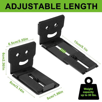Adjustable Soundbar Mount, Lockable & Universal Fit, Anti-Slip | Removable Wall Brackets, 3.4-5.2 inch Adjustable, Metal, 25 lbs Capacity, Under TV Mount - color: Adjustable-1 (3.4"-5.2")