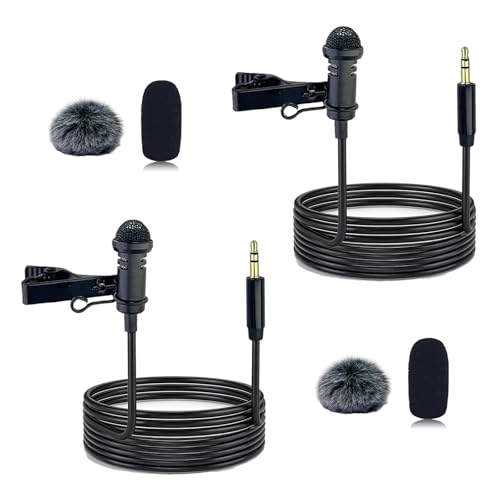 2-Pack Lavalier Microphone for DJI MIC 1/2 & Rode Wireless GO II | 3.5mm TRS Omnidirectional Lapel Mics with 1.5m Cable, Clear Sound Pickup, Ideal for Vlogging, Live Streaming, Interviews - size: 3.5mm TRS Plug Only for DJI Straight plug