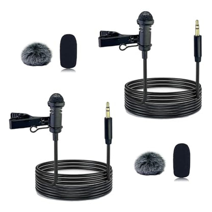 2-Pack Lavalier Microphone for DJI MIC 1/2 & Rode Wireless GO II | 3.5mm TRS Omnidirectional Lapel Mics with 1.5m Cable, Clear Sound Pickup, Ideal for Vlogging, Live Streaming, Interviews - size: 3.5mm TRS Plug Only for DJI Straight plug