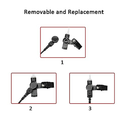 2-Wire Earpiece Compatible with Tait TP9400 TP8100 | 2-Wire Covert Tube, Quick-Disconnect, Kevlar PU; Compatible with Tait TP9500 TP3300