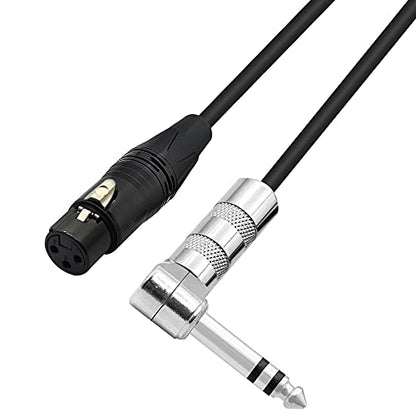 1/4 to XLR Cable 90 Degree Right Angle 6.35 mm TRS Male Plug to XLR Female Jack Audio Stereo Microphone Cable for Speakers, Stage, DJ and More（50cm）