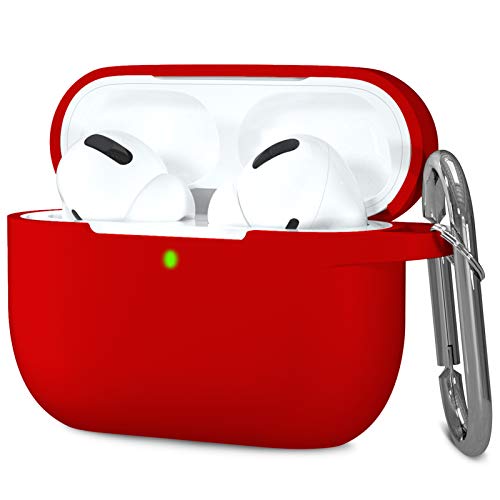 Hamile Compatible with AirPods Pro Case Protective Silicone Airpod Case Shockproof Cover Skin for Apple Airpod Pro 2019 Charging Case, with Keychain, Red - color: 5-Red
