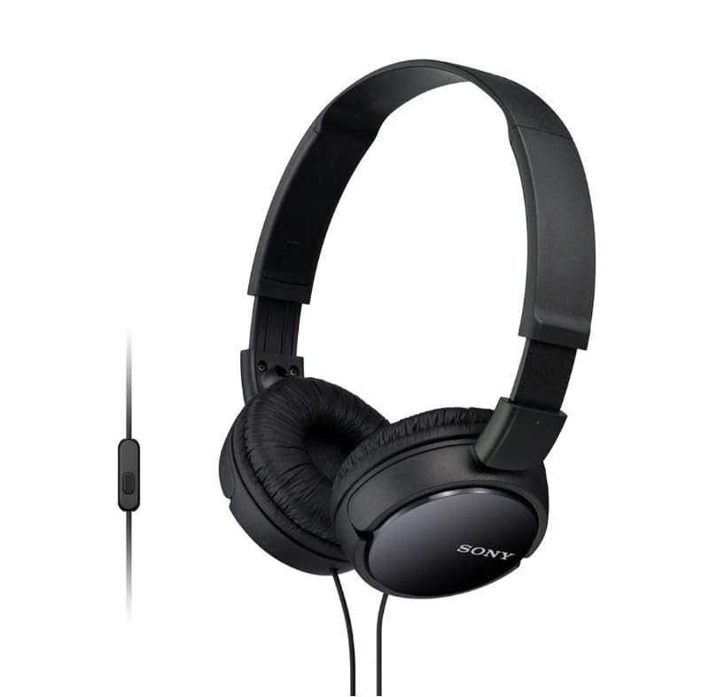 Sony ZX Series Wired On-Ear Headphones with Mic, Black MDR-ZX110AP - color: Black, style: With Mic