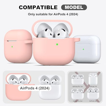 for AirPods 4 Case with Cleaner Kit,Full Protective Soft Skin Silicone Cover with Keychain for AirPods 4 Gen Case for Men Women,Compatible with Apple AirPods 4th Genaration Case 2024,Sand Pink - color: C Sand Pink