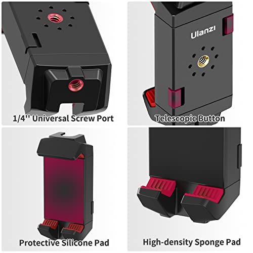 ULANZI ST-29 Phone Tripod Mount, 2-in-1 Tablet Smartphone Holder Adapter | Cold Shoe Mount, Dual 1/4" Screw Holes for tripod, 2.6"-8.8" Extend Clip Clamp Compatible with iPad, iPhone, Android